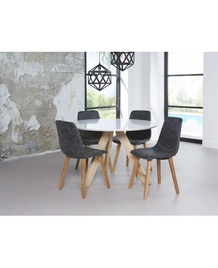 Table ronde ø120cm pieds bois