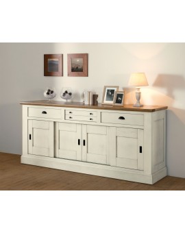 meuble de rangement - Bahut 2 portes coulissantes et 3 tiroirs 