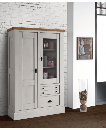 Vitrine 2 portes bois et vitre