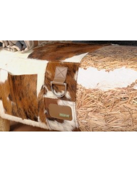Banc paille et cuir
